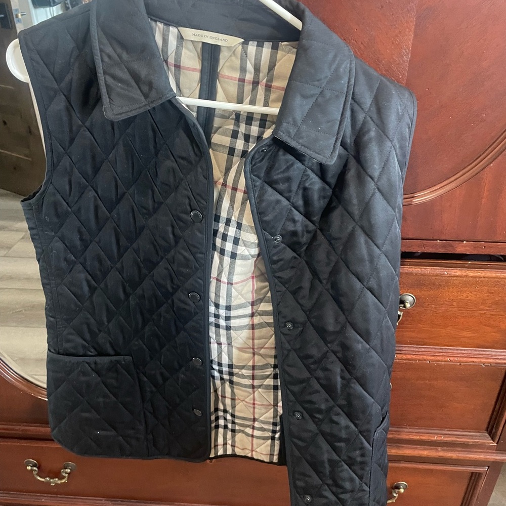 Black Quilted Vest with Plaid Lining